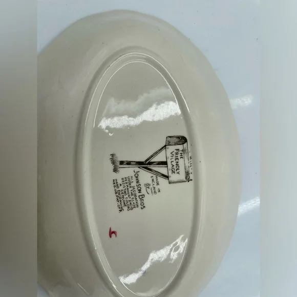 Vintage Johnson Bros England Gravy Boat & Saucer Friendly Village. - Picture 5 of 8